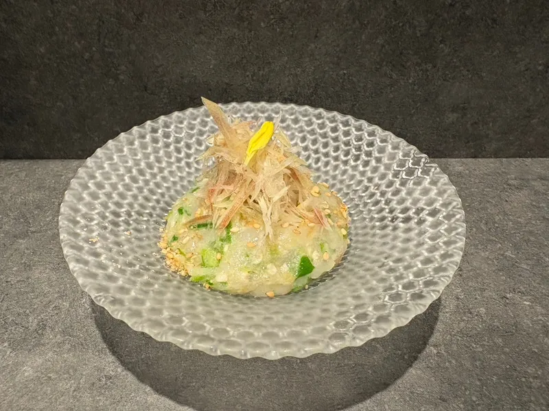 赤海老とオクラのなめろう